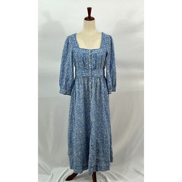 DOEN Sz S Small Blue Garden Bloom Floral Minta Dress Organic Cotton Viscose NWT - Picture 10 of 11